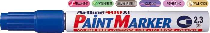 Toate produsele, Marker cu vopsea ARTLINE 400XF, corp metalic, varf rotund 2.3mm - albastru - vectordirect.ro