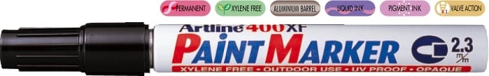 Stilouri, Marker cu vopsea ARTLINE 400XF, corp metalic, varf rotund 2.3mm - negru - vectordirect.ro