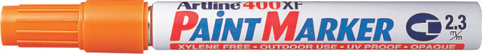 Marker cu vopsea ARTLINE 400XF, corp metalic, varf rotund 2.3mm - portocaliu