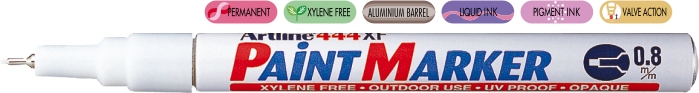 Toate produsele, Marker cu vopsea ARTLINE 444XF, corp metalic, varf rotund 0.8mm - alb - vectordirect.ro