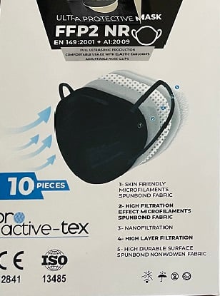 Toate produsele, Masca respiratorie FFP2, ambalata individual, 10 buc/cutie, PRO-ACTIVE TEX - neagra - vectordirect.ro