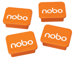 Nobo, Magneti pentru table NOBO, 18x22 mm, sustin 4 coli, 4 buc/set, portocaliu - vectordirect.ro