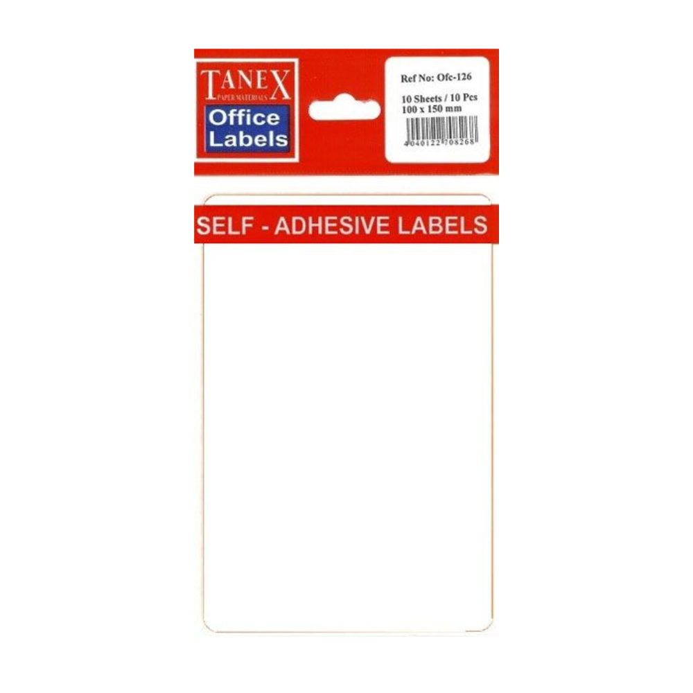 Etichete autoadezive albe, 100 x 150 mm, 10 buc/set, TANEX