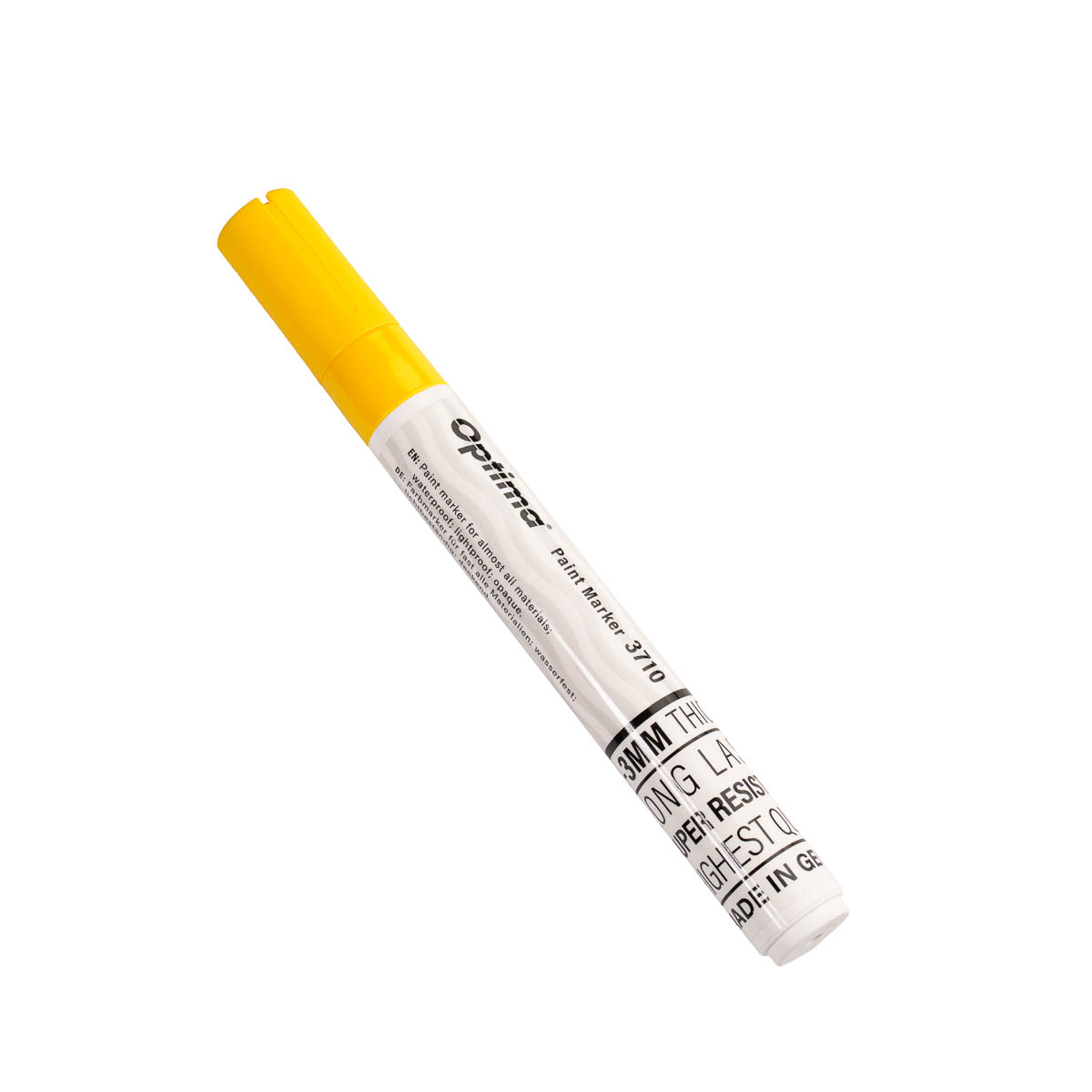 Optima, Marker cu vopsea Optima Paint 3710, varf rotund 4.5mm, grosime scriere 2-3mm - galben - vectordirect.ro