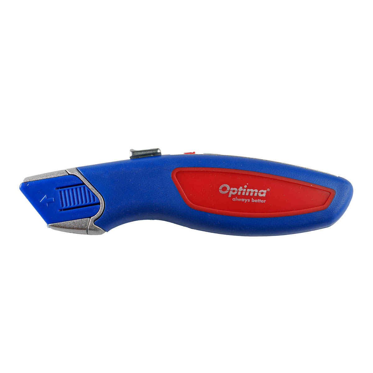 Cutter Optima Pro, lama trapezoidala + 2 rezerve SK5, auto-retractabil, aluminiu cu rubber grip