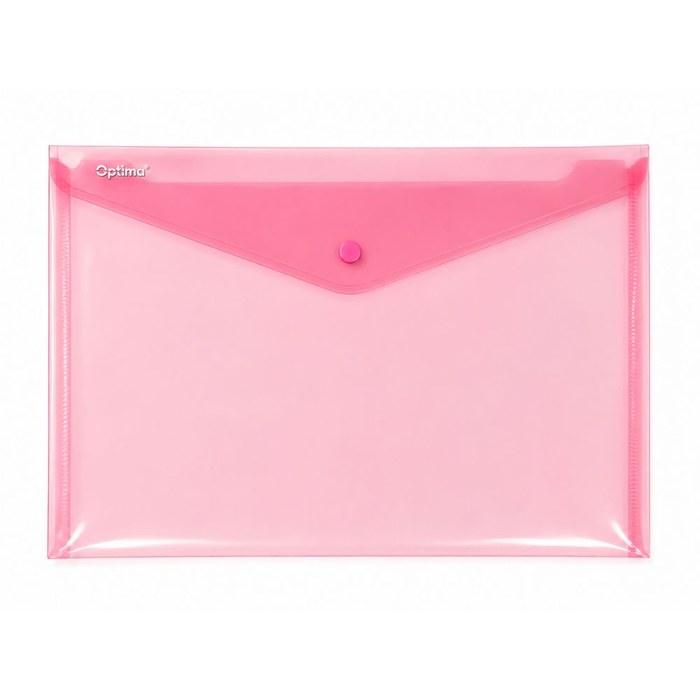 Optima - prod din plastic, Mapa PP protectie documente DL landscape, inchidere cu capsa, 10/set, Optima - rosu transparent - vectordirect.ro