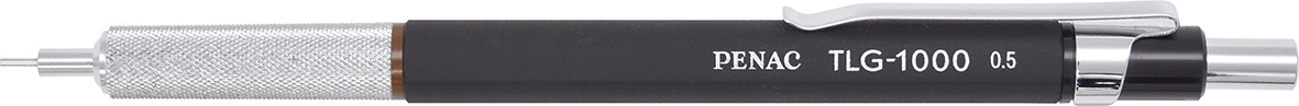 Creion mecanic profesional PENAC TLG - 1000, 0.5mm, metalic cu varf retractabil, cutie cadou-negru