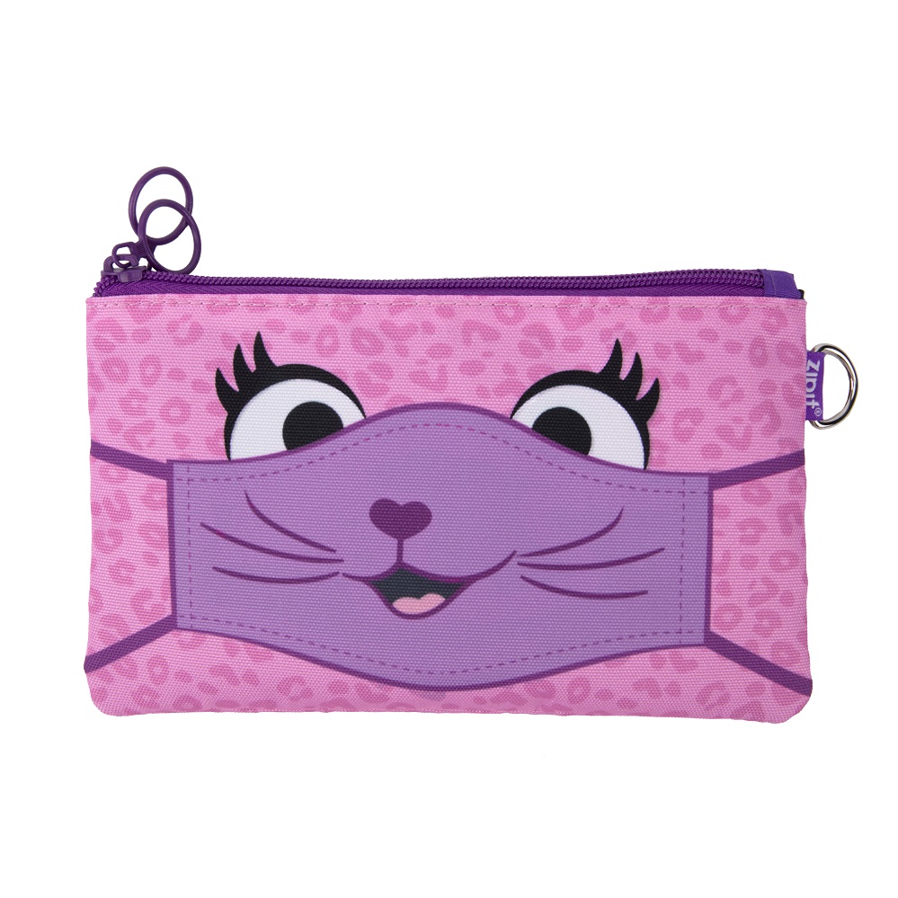 Penare Zipit, Penar dublu cu fermoar si masca material textil, ZIPIT Face-It Creature - roz - vectordirect.ro