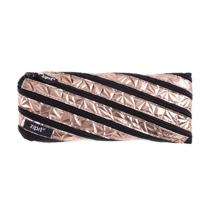 Rechizite scolare, Penar cu fermoar, ZIPIT Metallic - bronz - vectordirect.ro