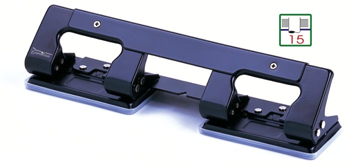 Mape cu fermoar Turikan, Perforator metalic 4 gauri,  15 coli, Turikan DP-1240 - negru - vectordirect.ro