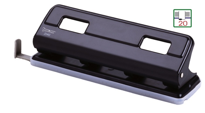Turikan, Perforator metalic 4 gauri, 20 coli, Turikan DP-2040 - negru - vectordirect.ro