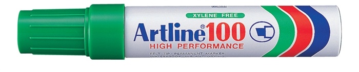 Top office, Permanent marker ARTLINE 100, corp metalic, varf tesit 7.5-12.0mm - verde - vectordirect.ro