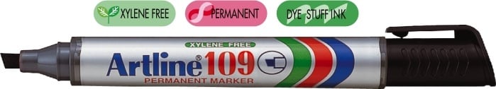 Top office, Marker permanent ARTLINE 109, corp plastic, varf tesit 2.0-5.0mm - negru - vectordirect.ro