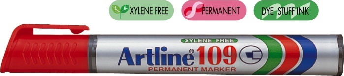 Toate produsele, Marker permanent ARTLINE 109, corp plastic, varf tesit 2.0-5.0mm - rosu - vectordirect.ro