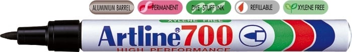 Toate produsele, Marker permanent ARTLINE 700, corp metalic, varf rotund 0.7mm - negru - vectordirect.ro