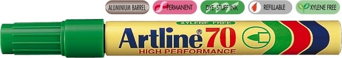 Stilouri, Permanent marker ARTLINE 70, corp metalic, varf rotund 1.5mm - verde - vectordirect.ro