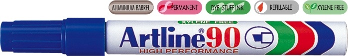 Stilouri, Permanent marker ARTLINE  90, corp metalic, varf tesit 2.0-5.0mm - albastru - vectordirect.ro