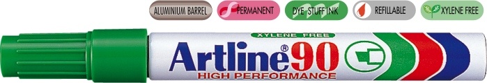 Permanent marker ARTLINE 90, corp metalic, varf tesit 2.0-5.0mm - verde