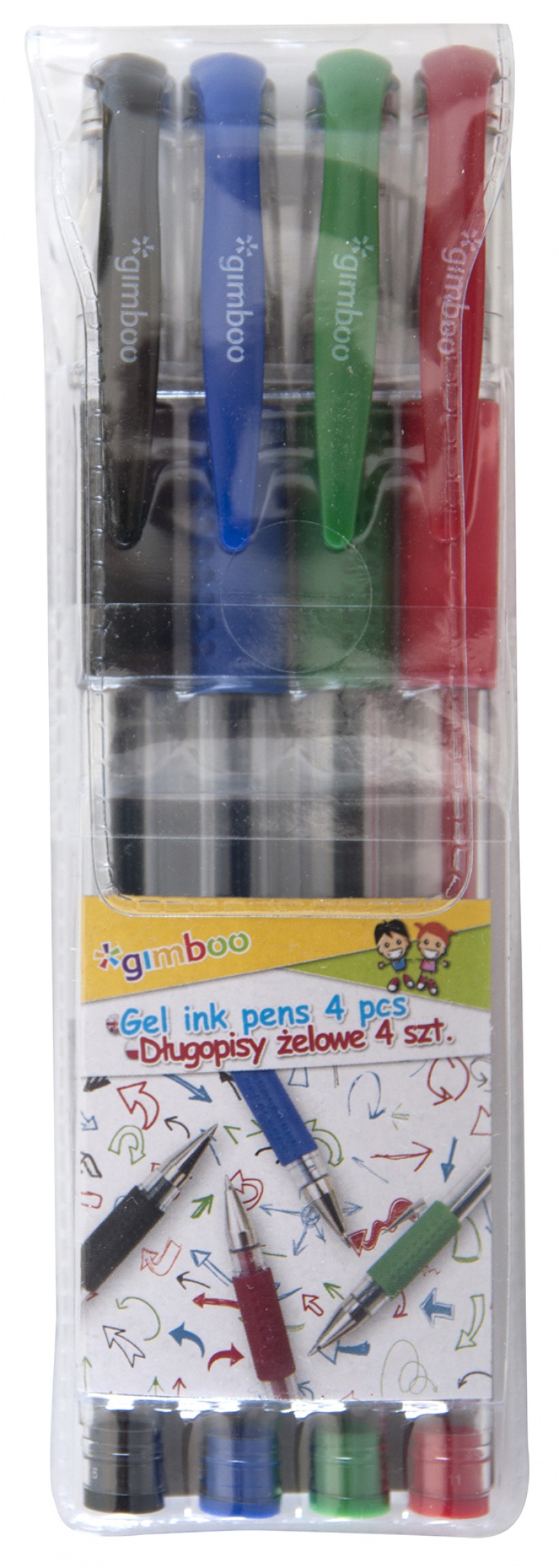 Pixuri cu gel, Pixuri cu gel, 4 culori/set, GIMBOO - culori clasice asortate - vectordirect.ro