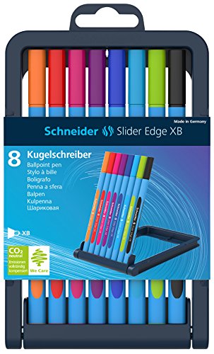 Pixuri Schneider, Pix SCHNEIDER Slider Edge XB, rubber grip, varf 1.4mm, 8 culori/set - (N,R,A,V,Or,Vi,Roz,Bleu) - vectordirect.ro