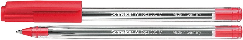 Pixuri Schneider, Pix SCHNEIDER Tops 505M, unica folosinta, varf mediu, corp transparent - scriere rosie - vectordirect.ro