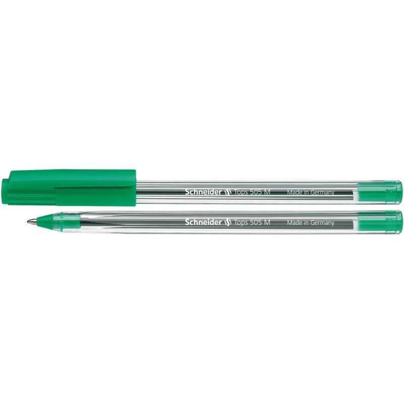 Pixuri Schneider, Pix SCHNEIDER Tops 505M, unica folosinta, varf mediu, corp transparent - scriere verde - vectordirect.ro