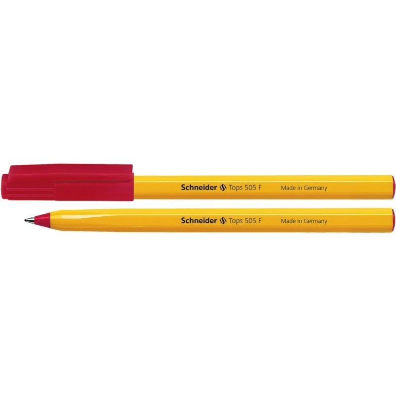 Instrumente de scris, Pix SCHNEIDER Tops 505F, unica folosinta, varf fin, corp orange - scriere rosie - vectordirect.ro