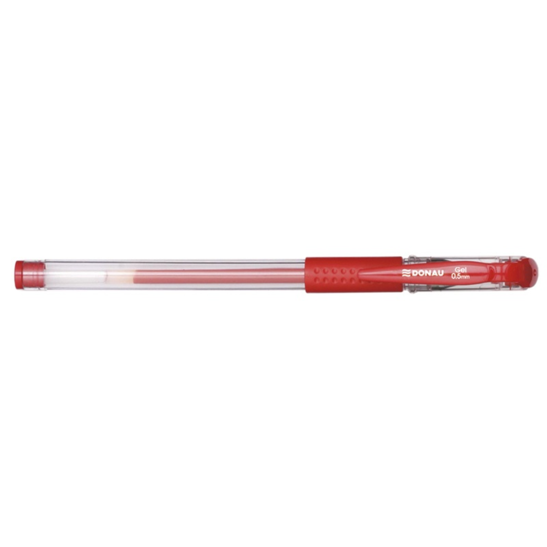 Toate produsele, Pix transparent cu gel, rubber grip, 0.5 mm, cerneala rezistenta la apa, DONAU - rosu - vectordirect.ro
