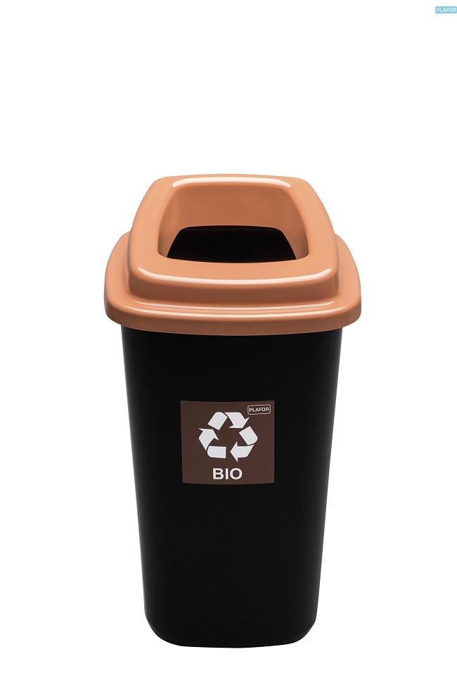 Servetele, Cos plastic reciclare selectiva, capacitate 28l, PLAFOR Sort - negru cu capac maro - bio - vectordirect.ro