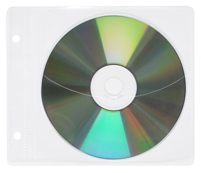 Caiete de birou, Plic plastic PP pentru CD/DVD, cu perforatii, 10 buc/set, Office Products - transparent - vectordirect.ro