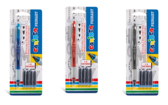 Roller cu cartus cerneala, + 4 rezerve/blister, CARIOCA Primary
