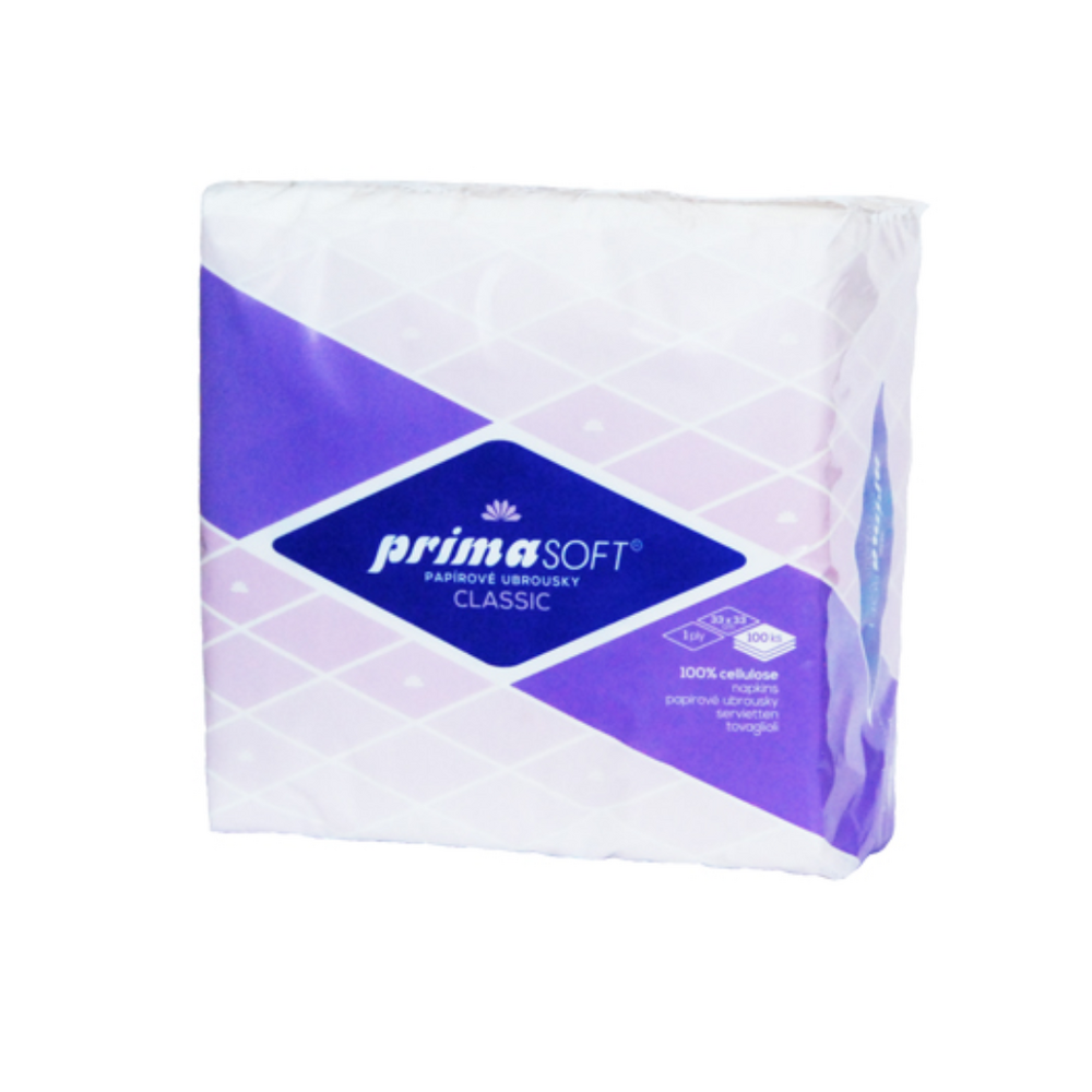 Servetele, Servetele de masa, albe, 1 strat, 33x33cm, 100 buc/set, Prima Soft - vectordirect.ro