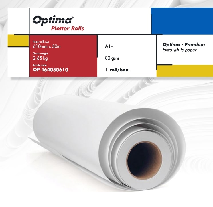 Rola Hartie Plotter Premium A1+, 80gr, 610mm x 50m, Optima