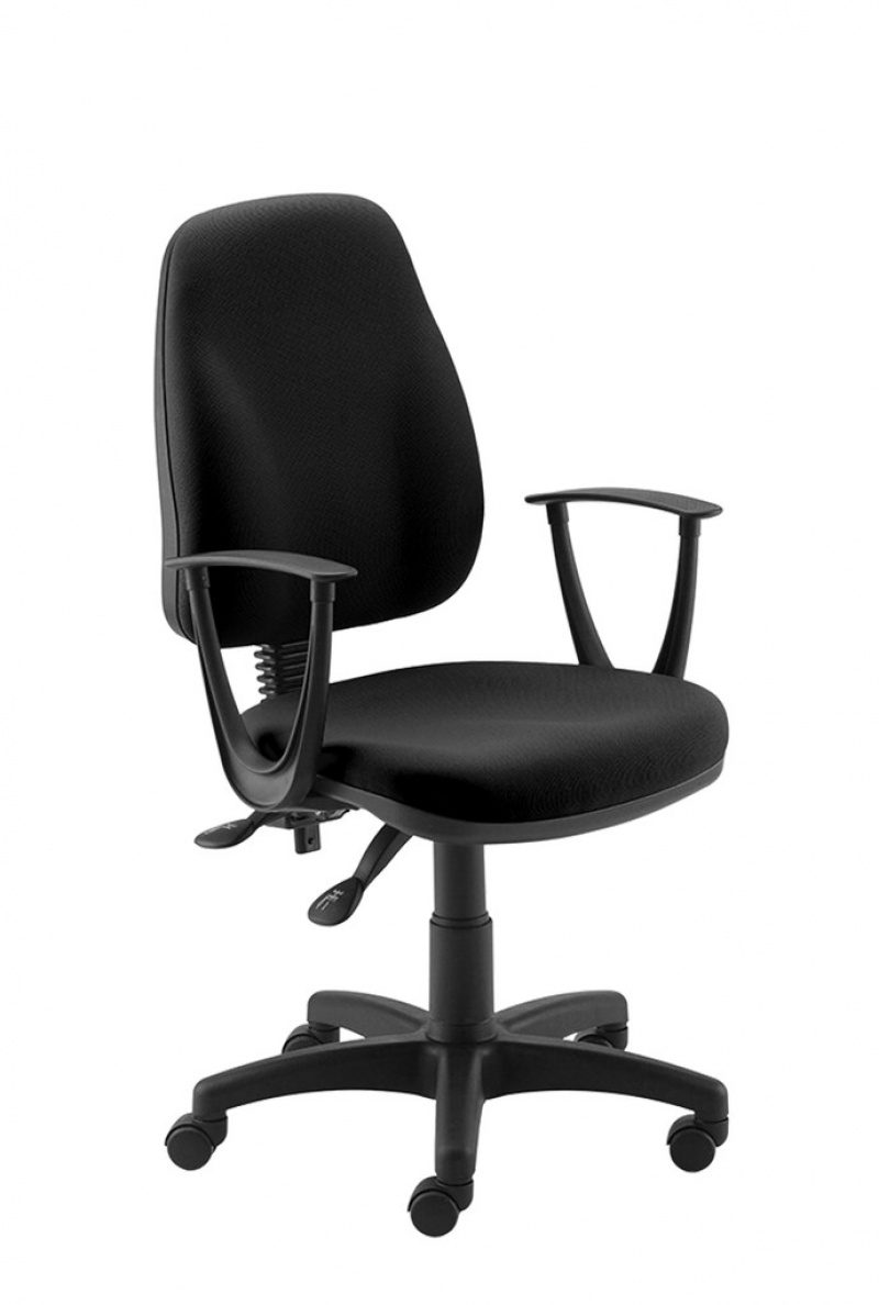 Scaun de birou, brate plastic, rotile, stofa, Office Products Paros - negru