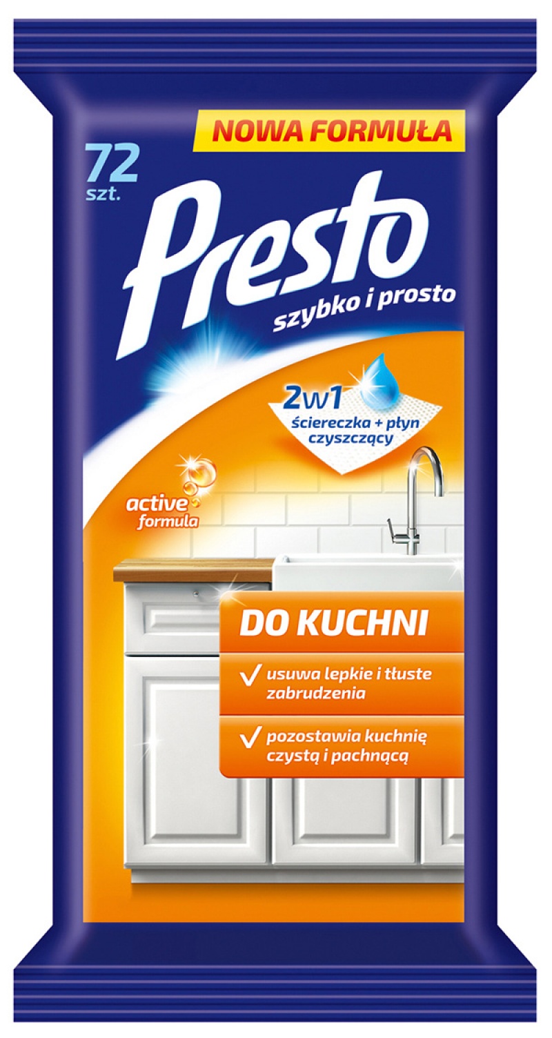 Servetele, Servetele umede pentru bucatarii,  72 buc/pachet, Presto - curata murdaria si grasimile - vectordirect.ro