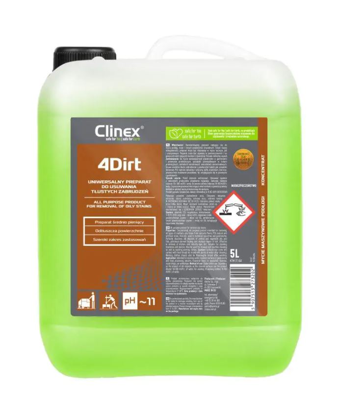 Detergent Concentrat Universal CLINEX 4 Dirt - 5 Litri pentru Degresare și Curățare Suprafețe Murdare