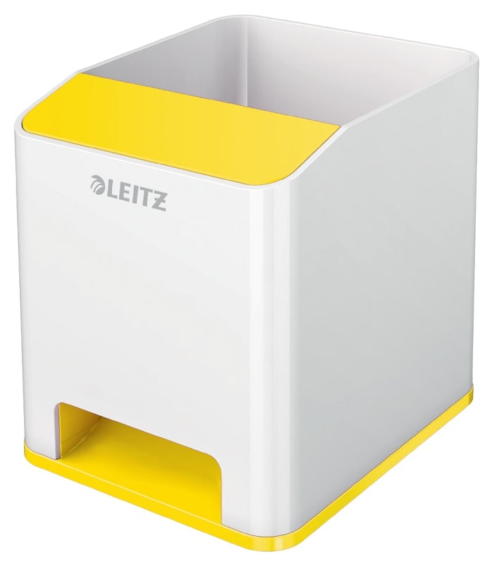 Leitz, Suport instrumente de scris Leitz WOW, PS, cu amplificare sunet, culori duale, alb-galben - vectordirect.ro