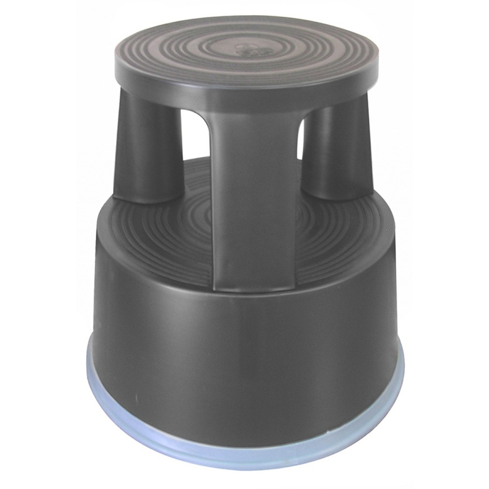 Q-connect, Taburet plastic cu rotile, pentru rafturi inalte, Q-Connect - gri inchis - vectordirect.ro