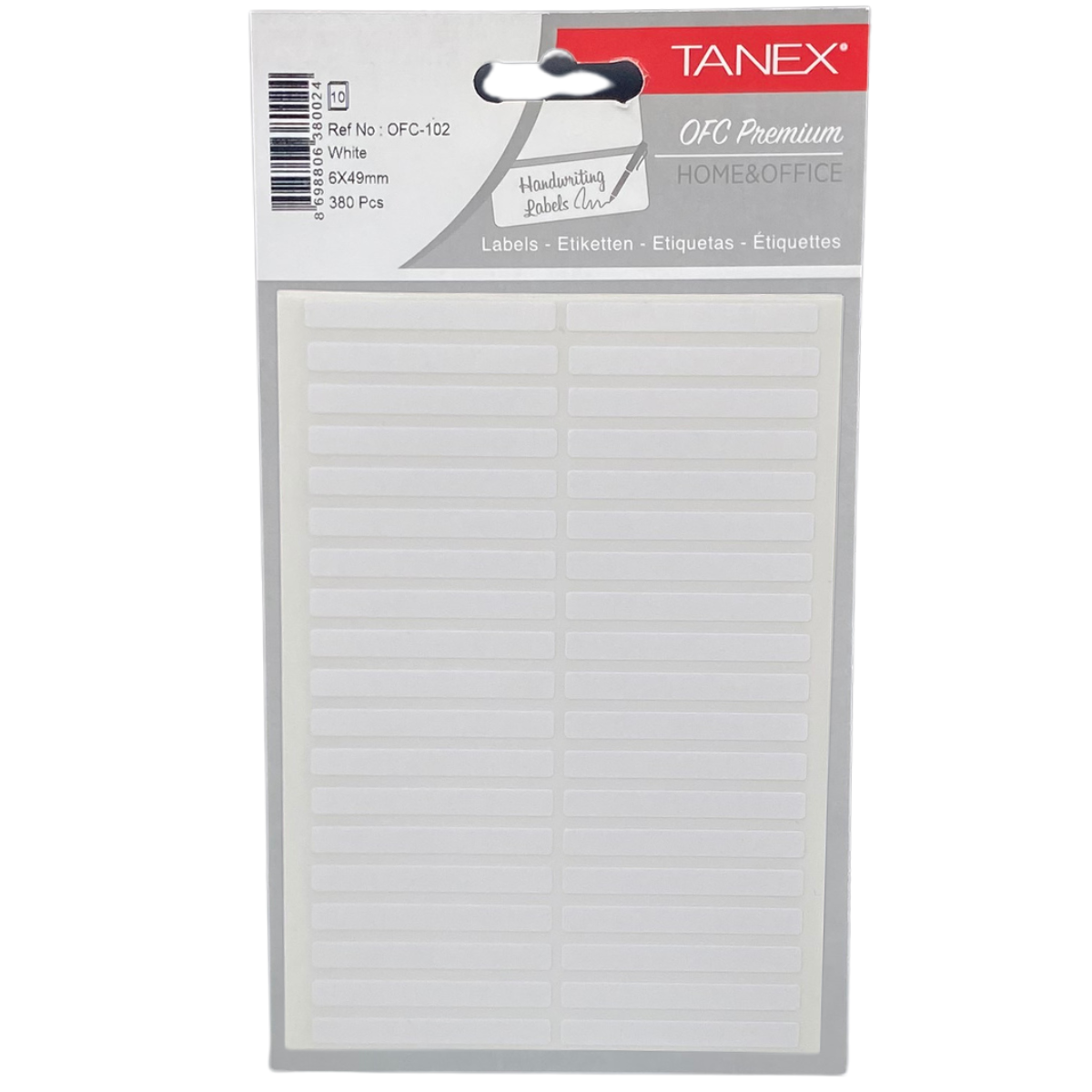 Etichete autoadezive albe, 6 x 49 mm, 1100 buc/set, TANEX