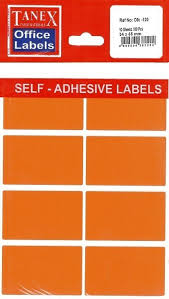 Etichete autoadezive color, Etichete color autoadezive,  8/A4, 99.1 x 67.7mm, 25 coli/top, TANEX - orange fluorescent - vectordirect.ro