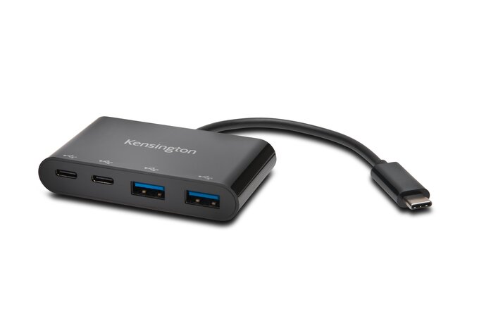 Hub USB Kensington, 4 porturi (2 USB-A, 2 USB-C), conexiune USB-C, negru