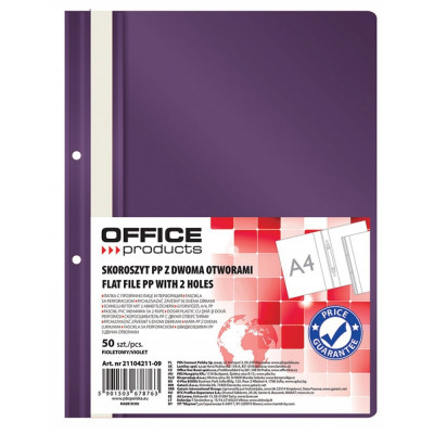 Dosar plastic, Dosar plastic PP cu sina, cu gauri, grosime 100/170microni, 50 buc/set, Office Products - violet - vectordirect.ro