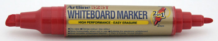 Toate produsele, Marker pentru tabla de scris ARTLINE 525T, doua capete - varf rotund 2.0mm/tesit 5.0mm - rosu - vectordirect.ro