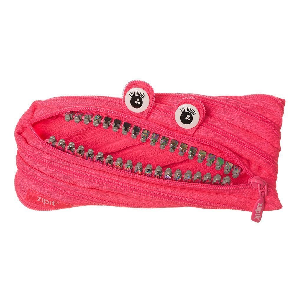 Stilouri & Cerneala, Penar ZIPIT Grillz Monster cu Fermoar - Roz cu Dinți Argintii - vectordirect.ro